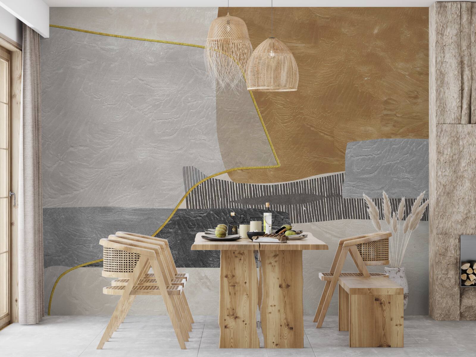 Papier peint le bateau surmonte les espaces aquatiques de l'abstraction