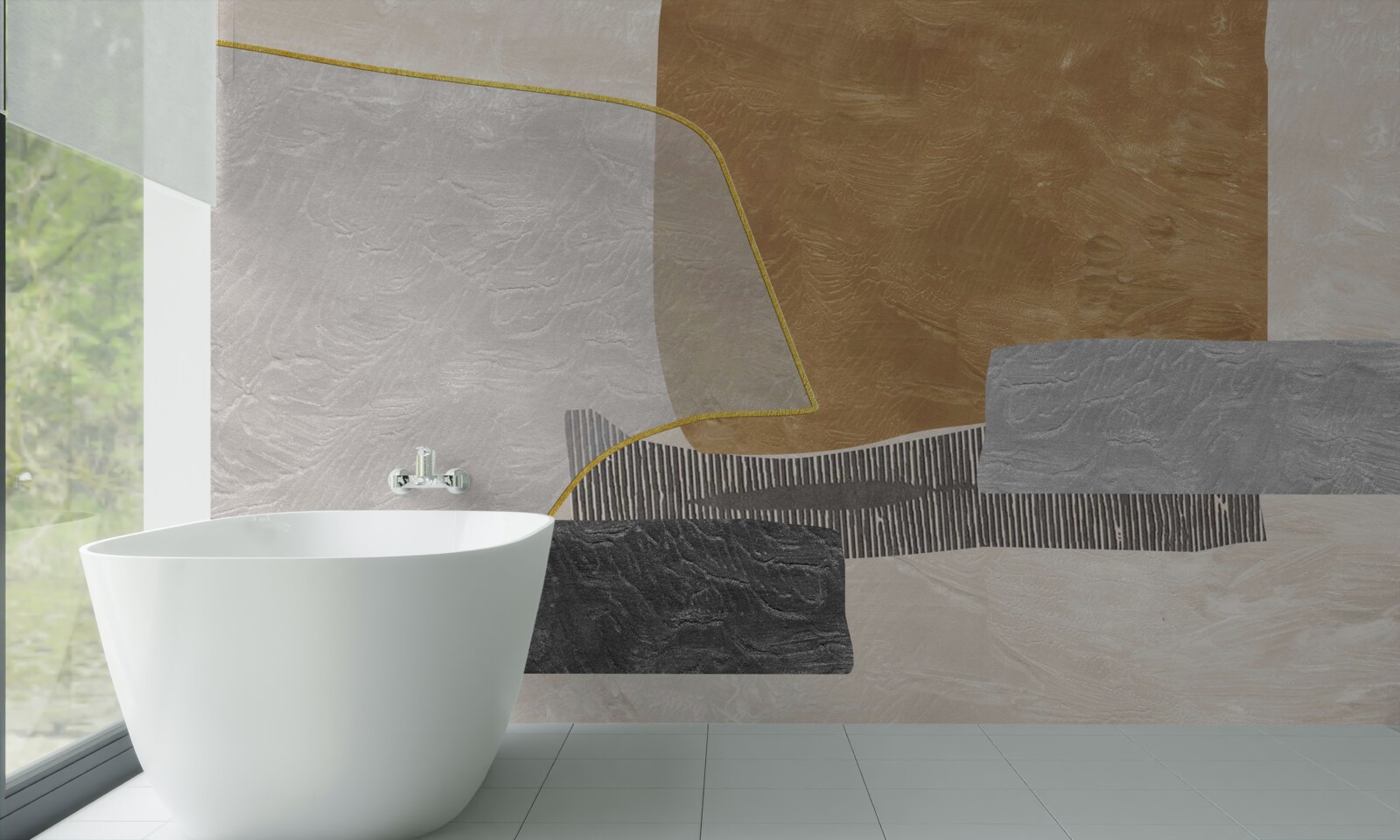 Papier peint le bateau surmonte les espaces aquatiques de l'abstraction