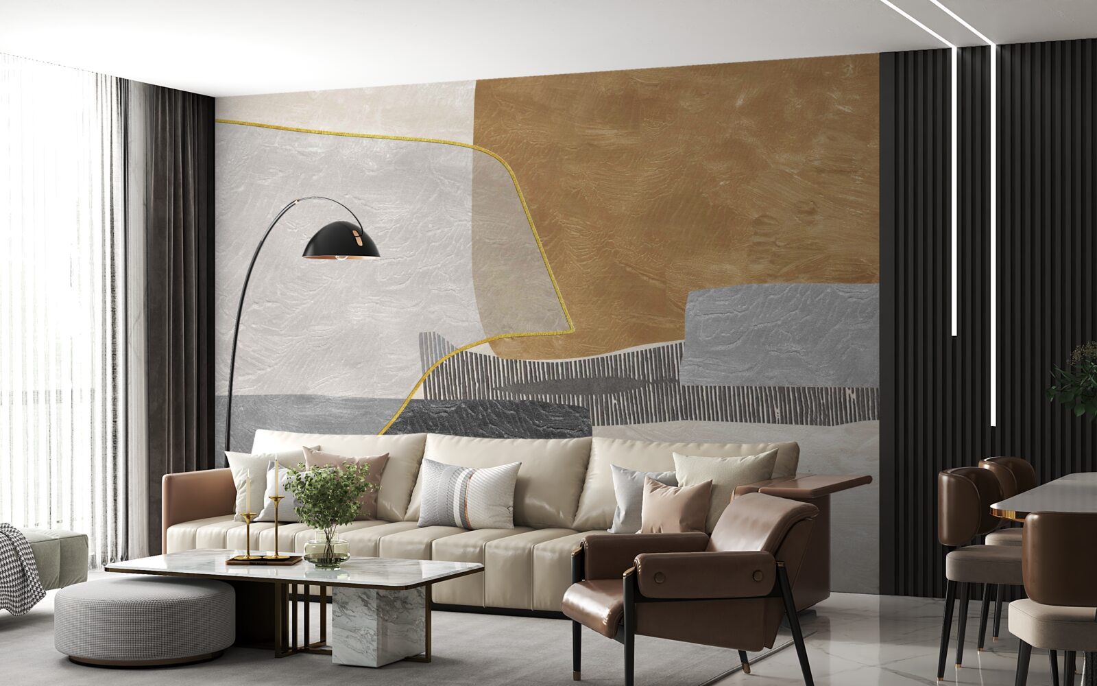 Papier peint le bateau surmonte les espaces aquatiques de l'abstraction