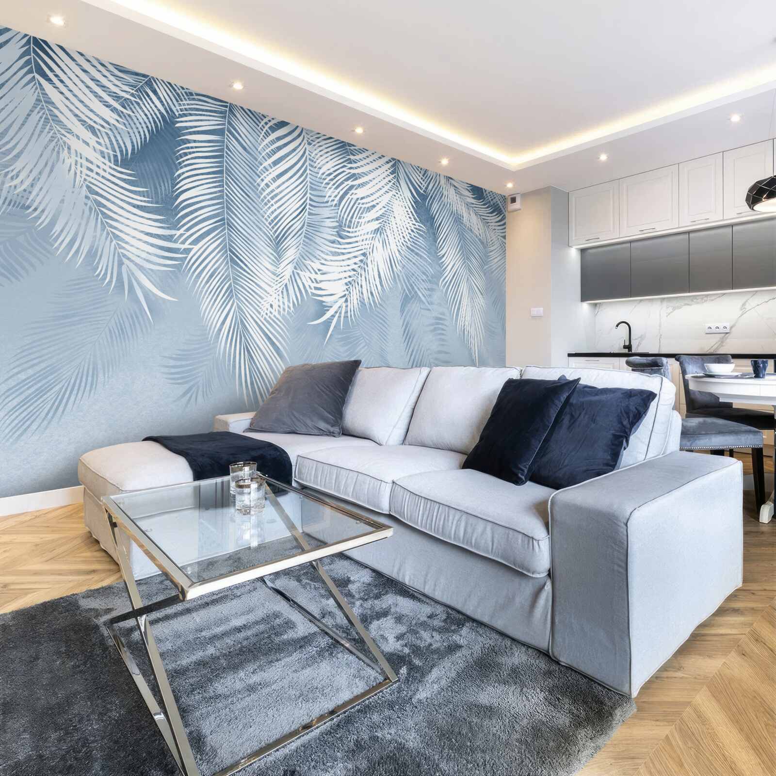 Papier peint feuilles de fougère pointant vers le bas