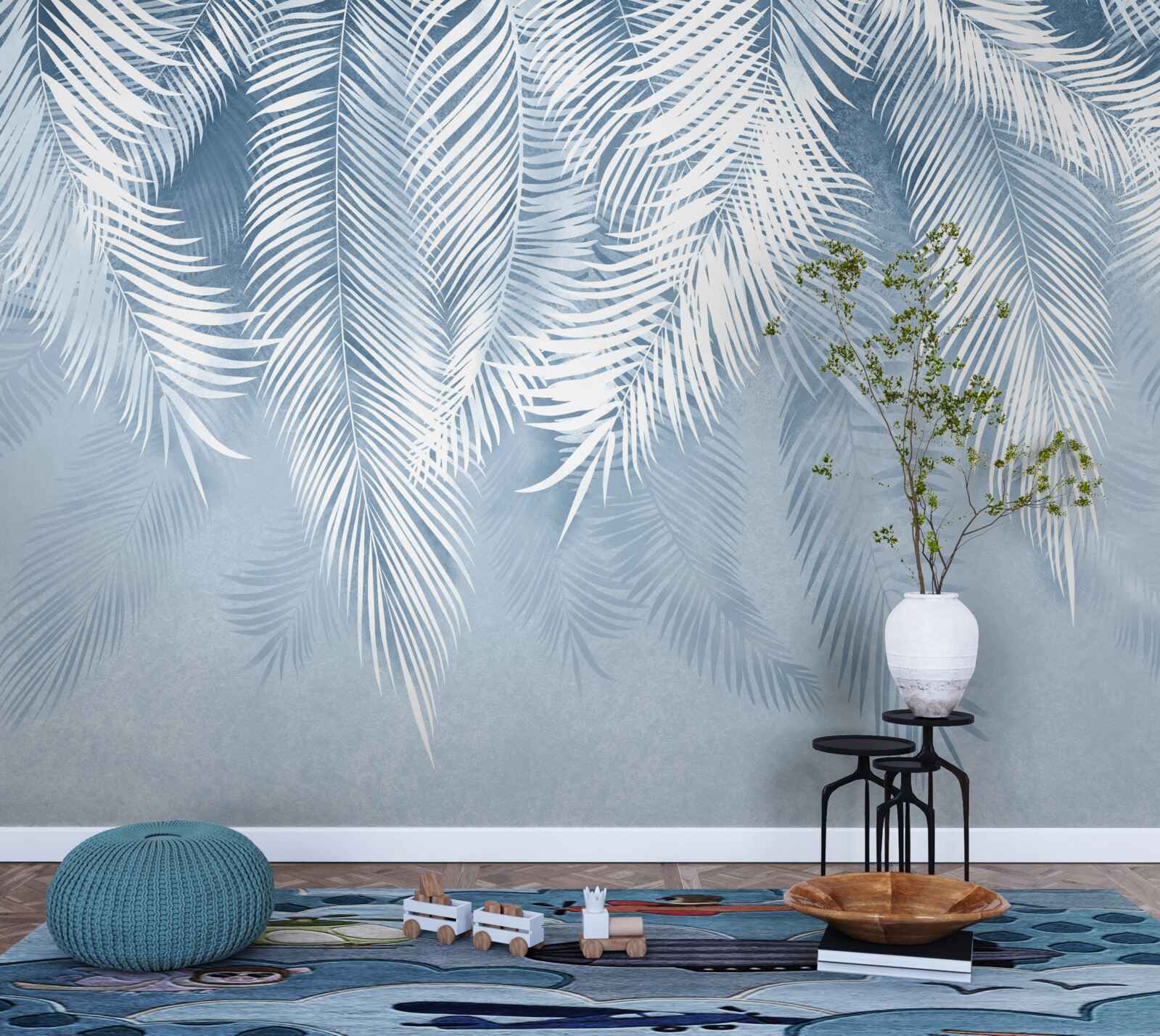 Papier peint feuilles de fougère pointant vers le bas