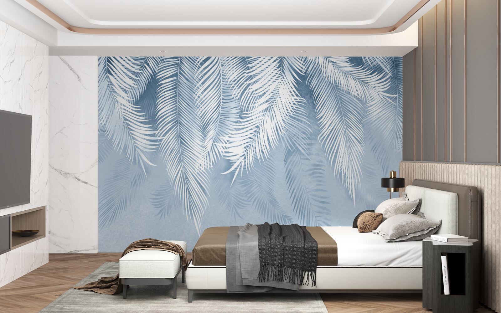 Papier peint feuilles de fougère pointant vers le bas