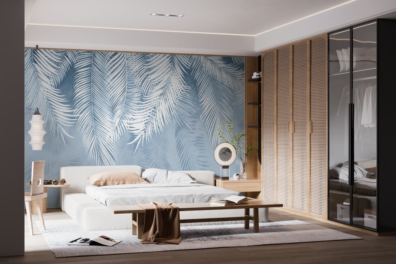 Papier peint feuilles de fougère pointant vers le bas