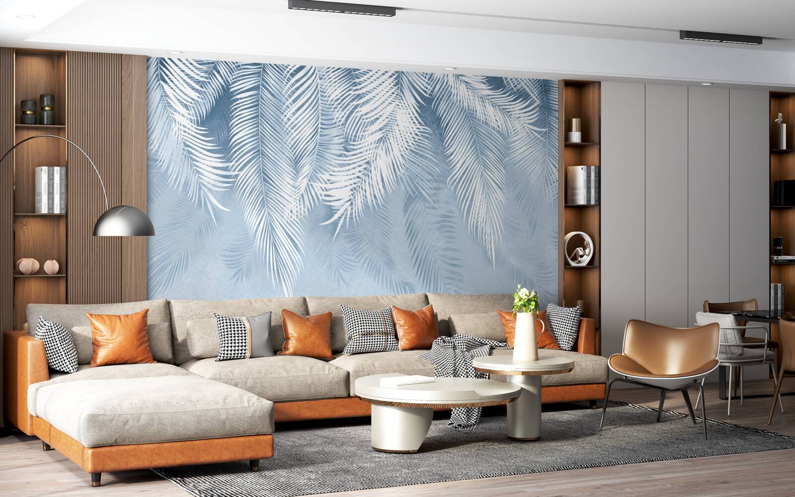 Papier peint feuilles de fougère pointant vers le bas