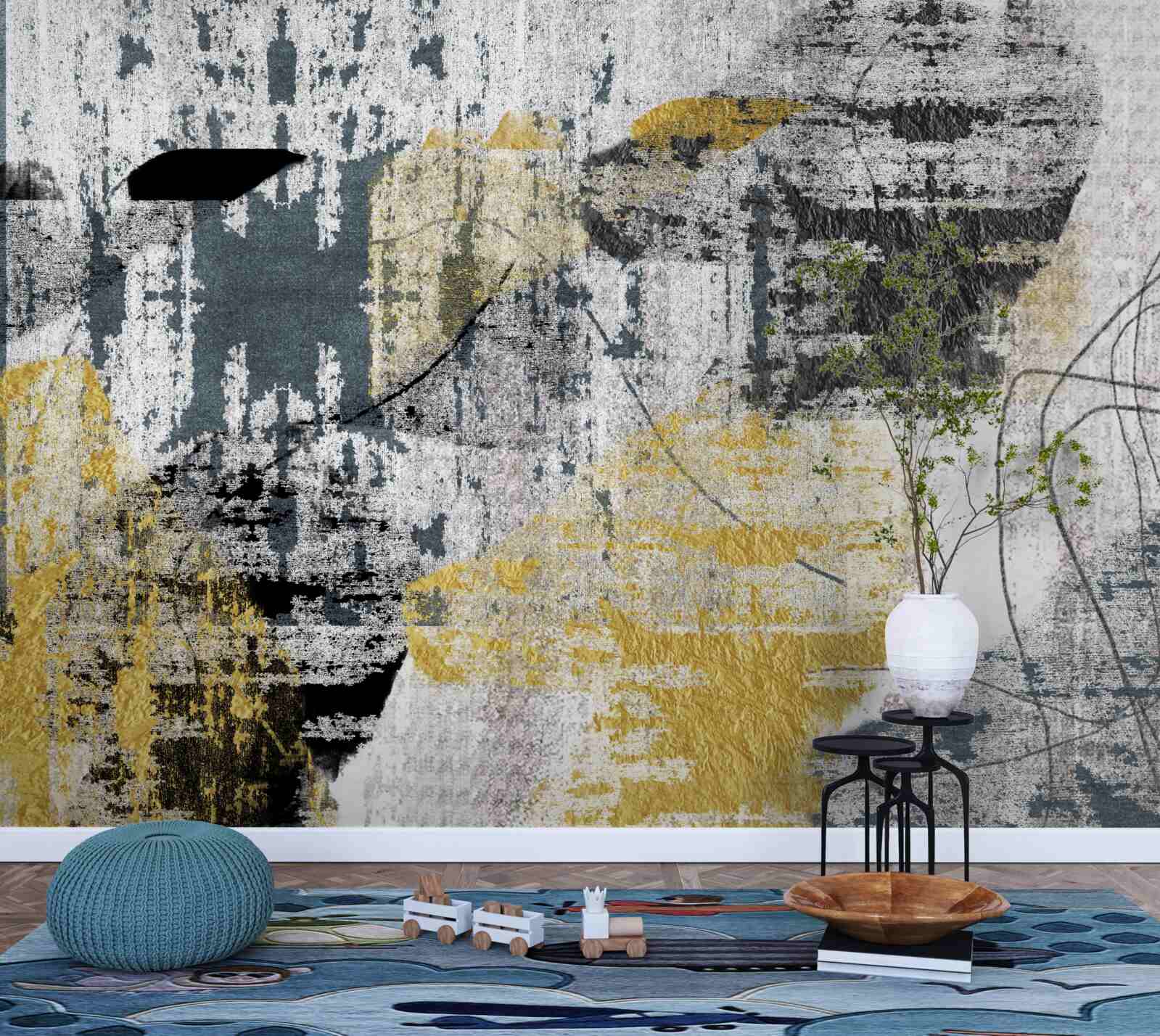 Papier peint fond créé à partir d'une abstraction de tons noirs et or