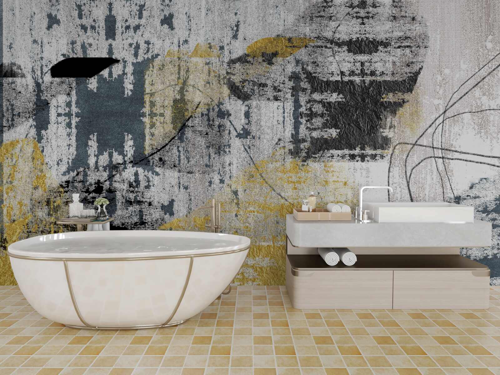 Papier peint fond créé à partir d'une abstraction de tons noirs et or