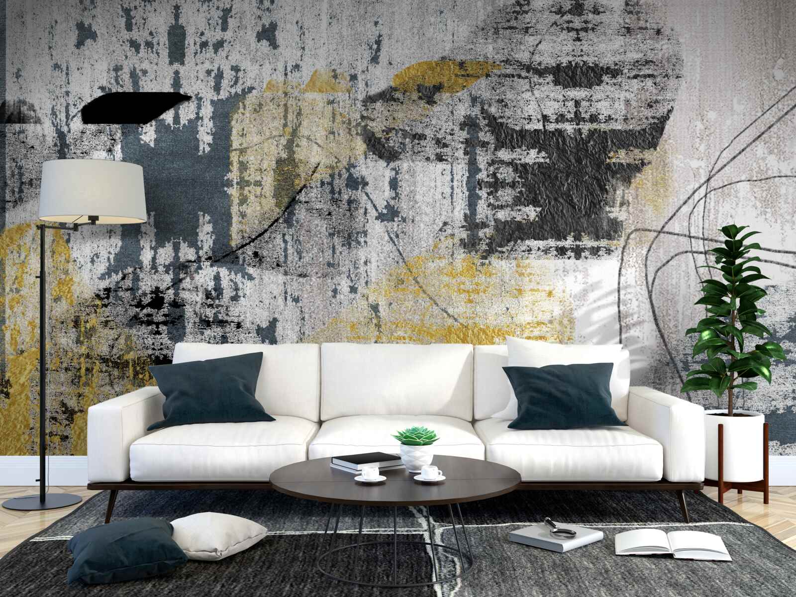 Papier peint fond créé à partir d'une abstraction de tons noirs et or