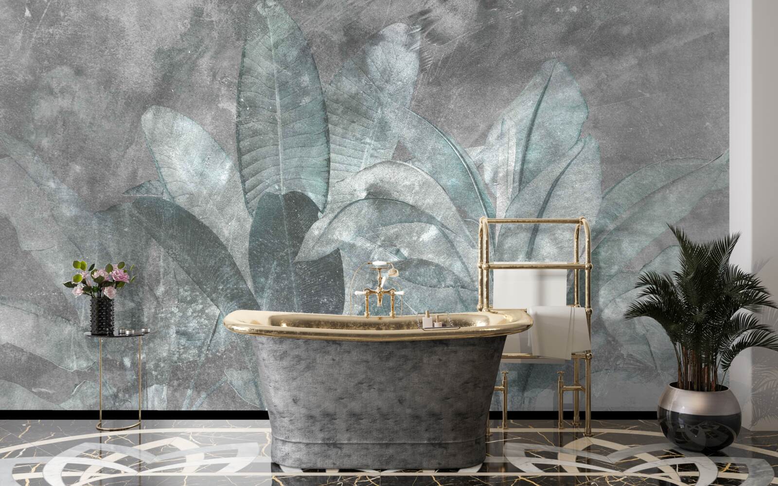 Papier peint fougère sous une pluie diluvienne