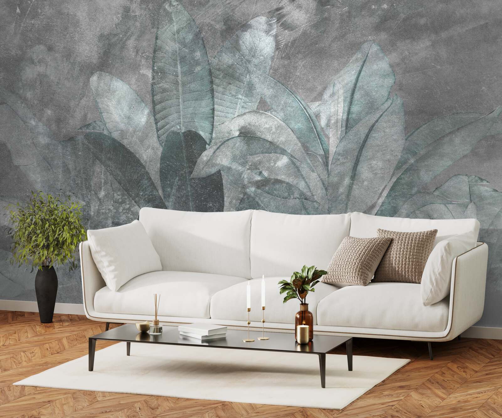 Papier peint fougère sous une pluie diluvienne