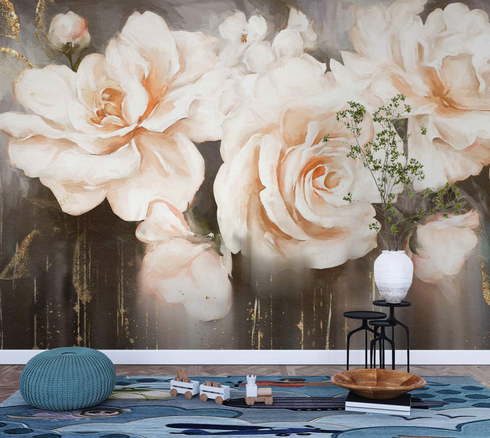 Papier peint les roses ont une teinte crémeuse et luxueuse