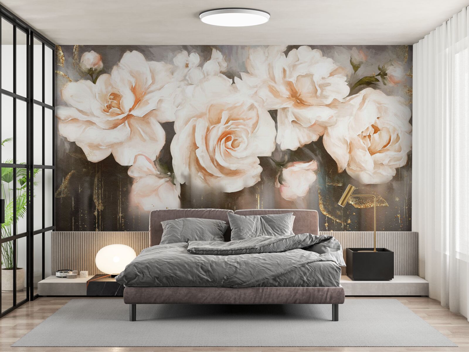 Papier peint les roses ont une teinte crémeuse et luxueuse