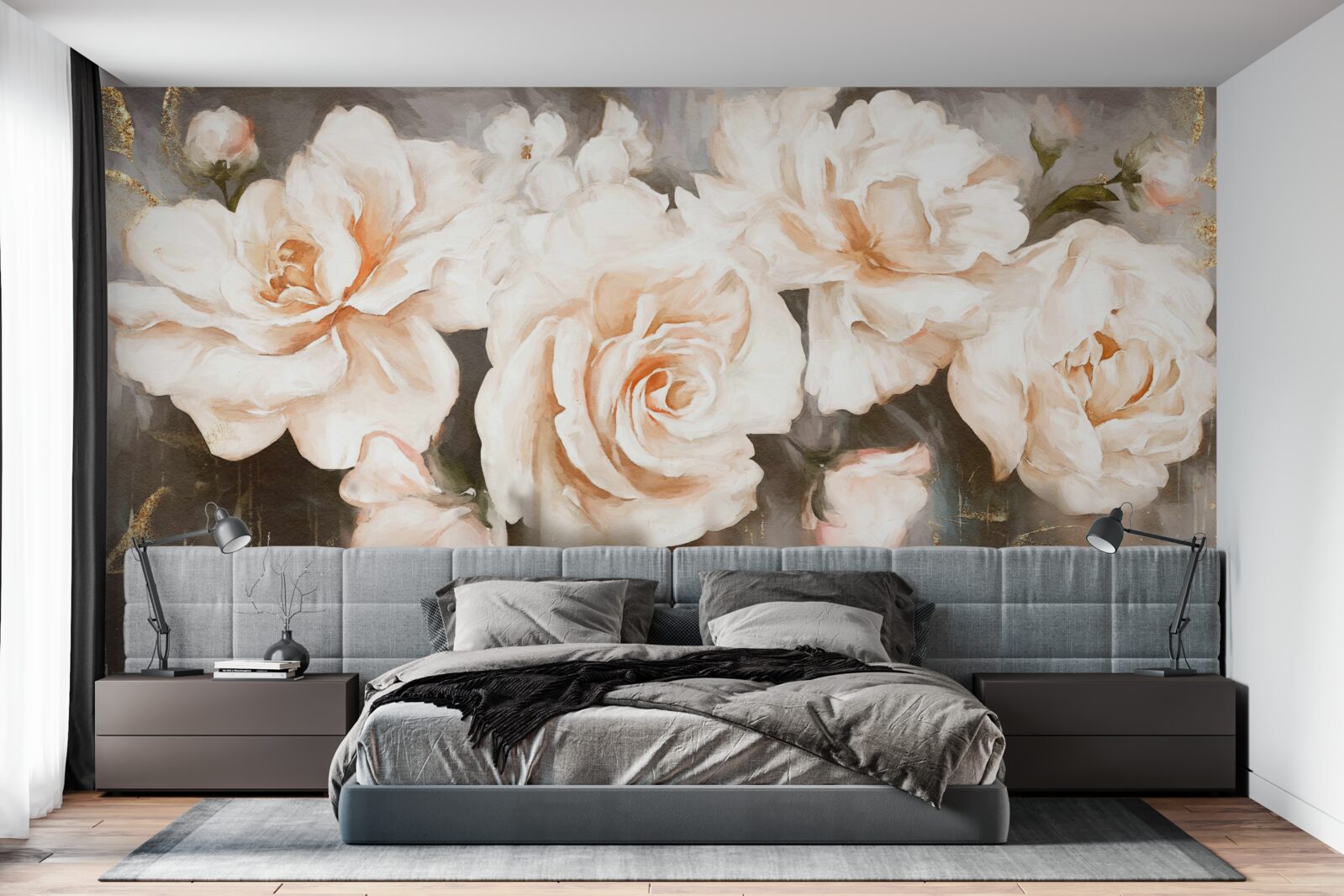 Papier peint les roses ont une teinte crémeuse et luxueuse