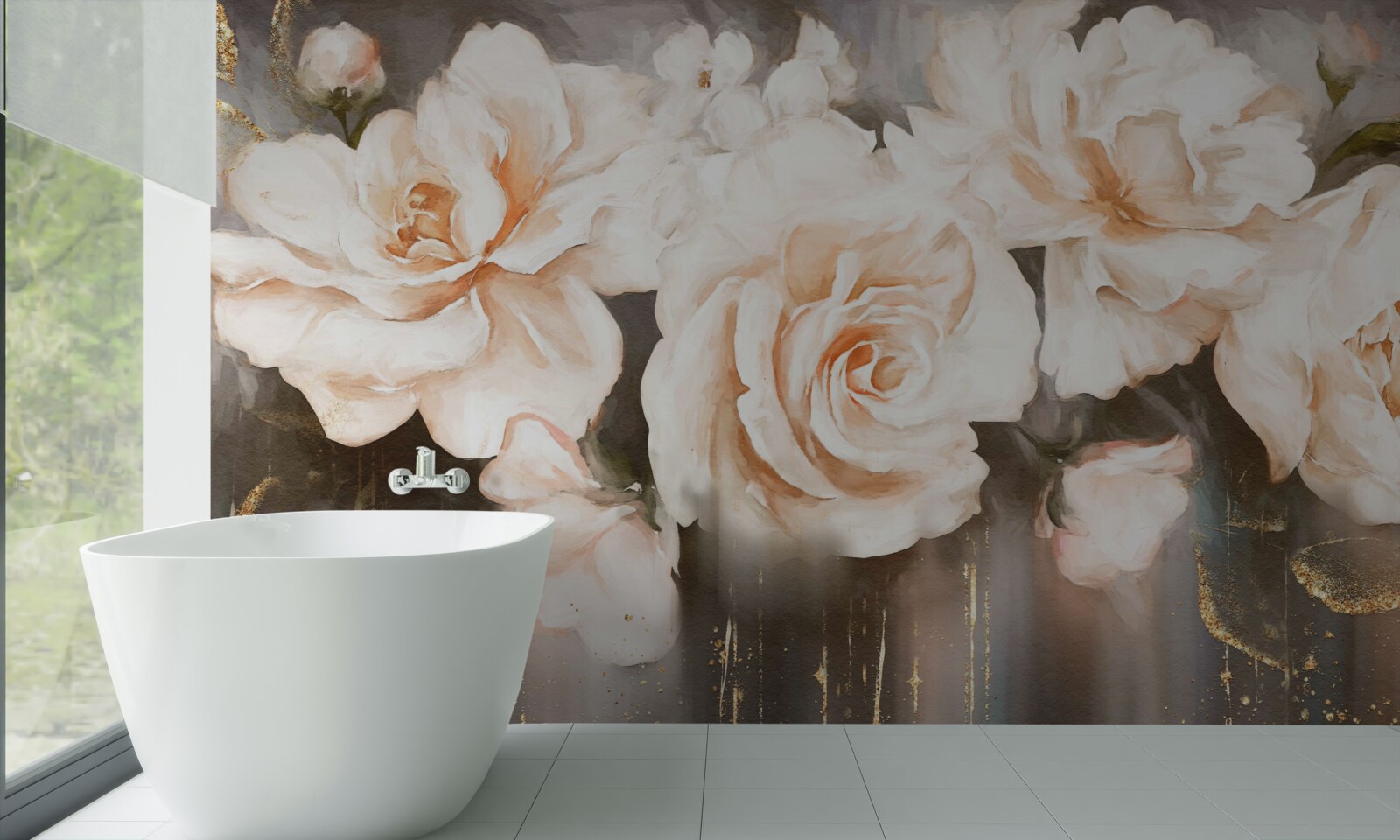 Papier peint les roses ont une teinte crémeuse et luxueuse