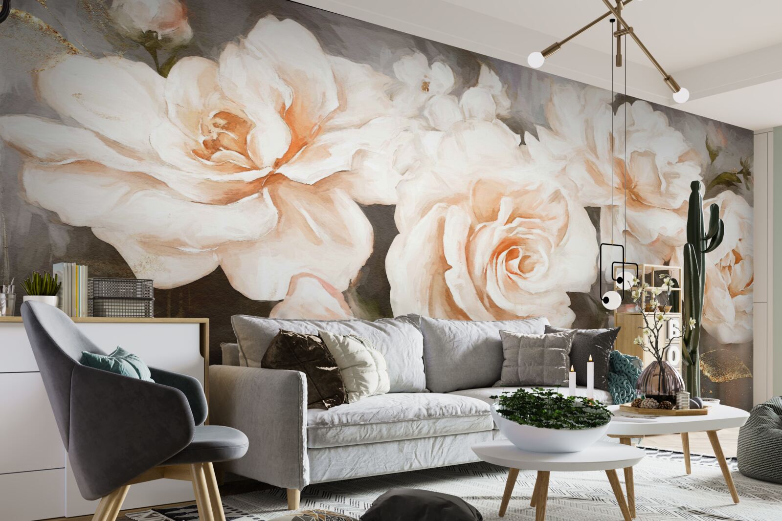 Papier peint les roses ont une teinte crémeuse et luxueuse