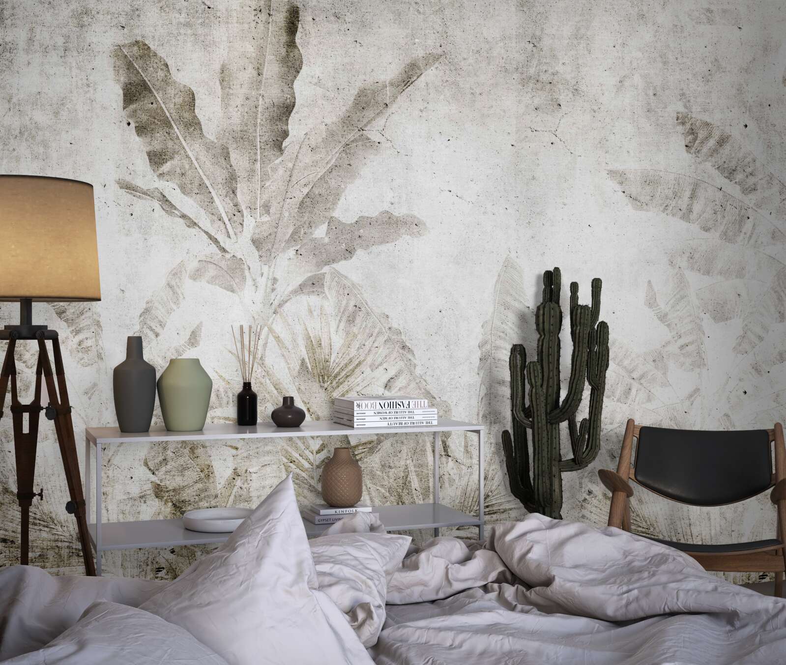 Papier peint la brume enveloppe les feuilles des arbres tropicaux