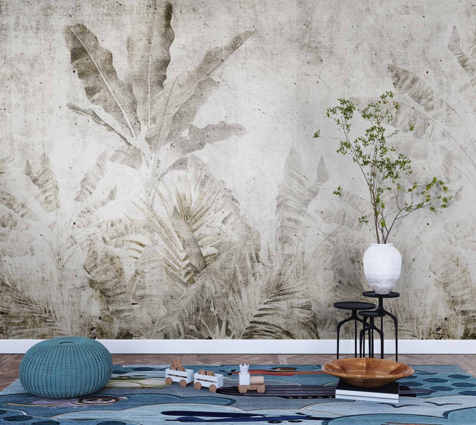 Papier peint la brume enveloppe les feuilles des arbres tropicaux