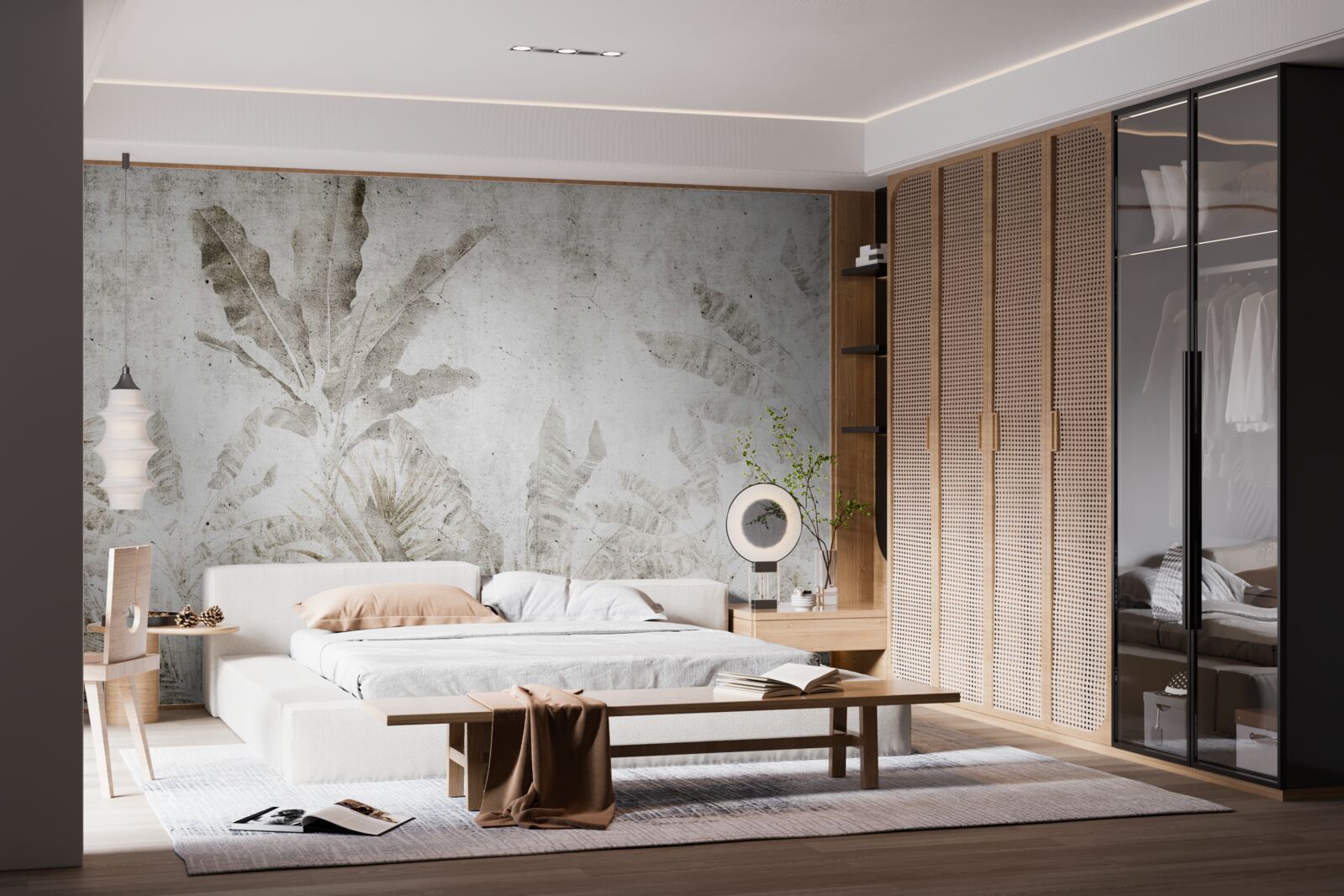 Papier peint la brume enveloppe les feuilles des arbres tropicaux