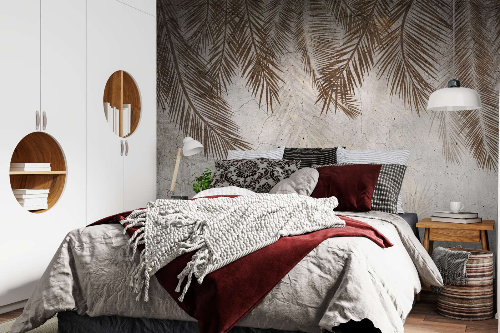 Papier peint des feuilles de fougères dorées pendent