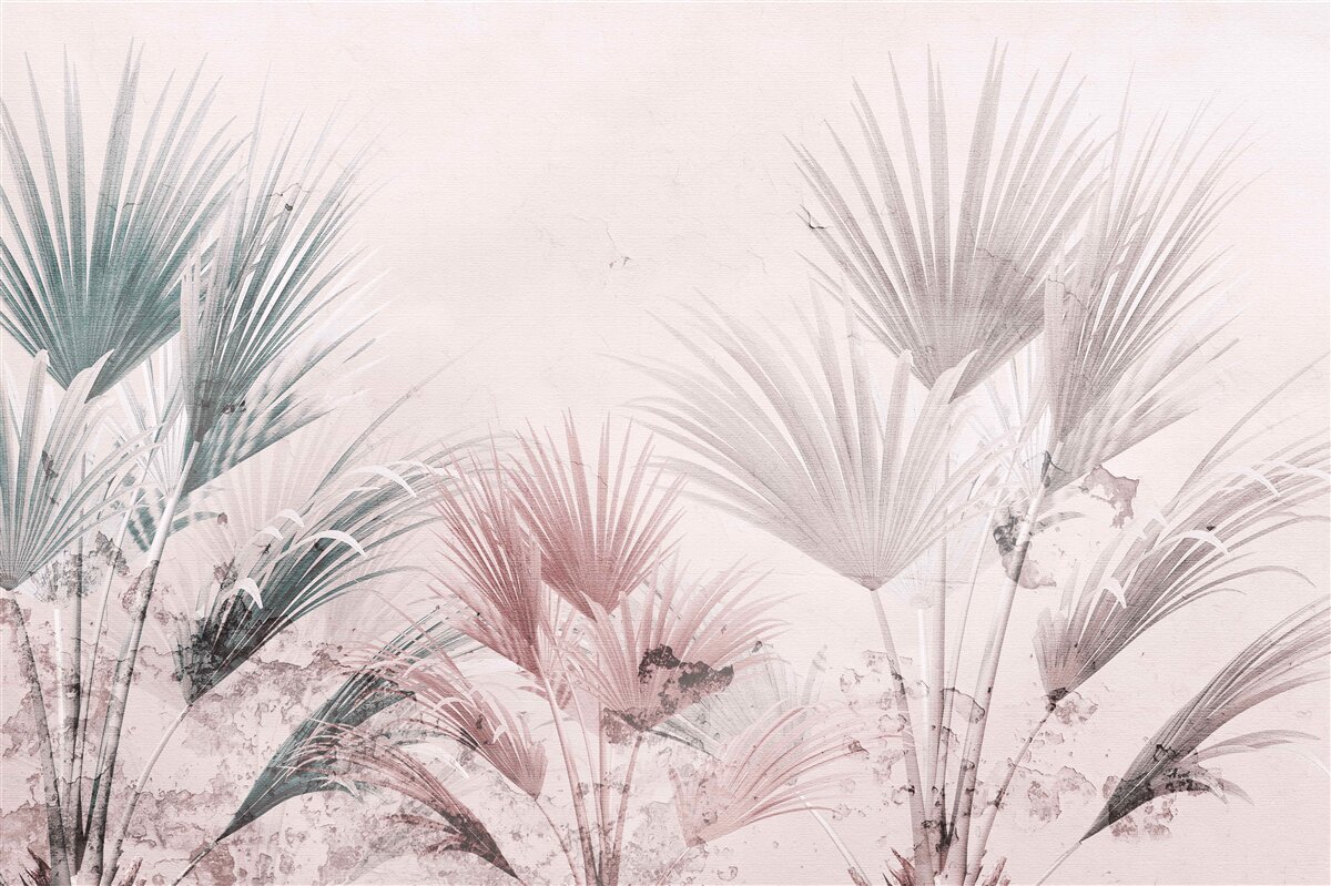 Papier peint fougères tropicales multicolores