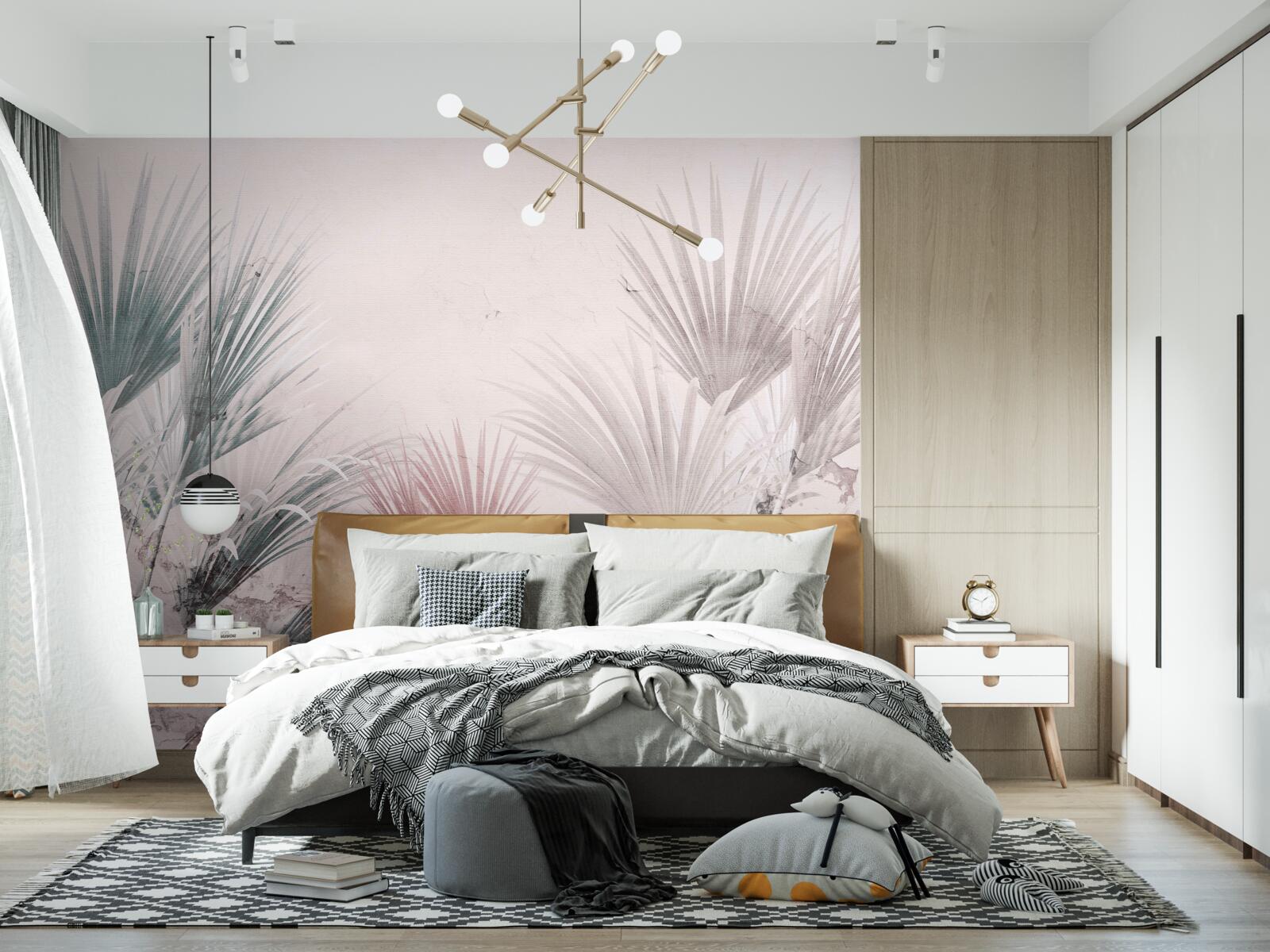 Papier peint fougères tropicales multicolores