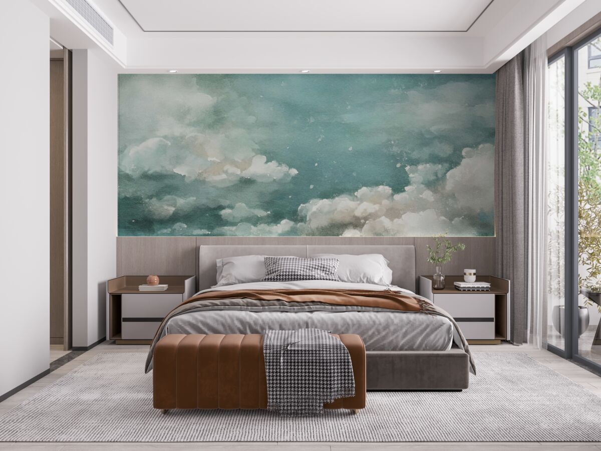 Papier peint des nuages sur la surface calme de l'eau