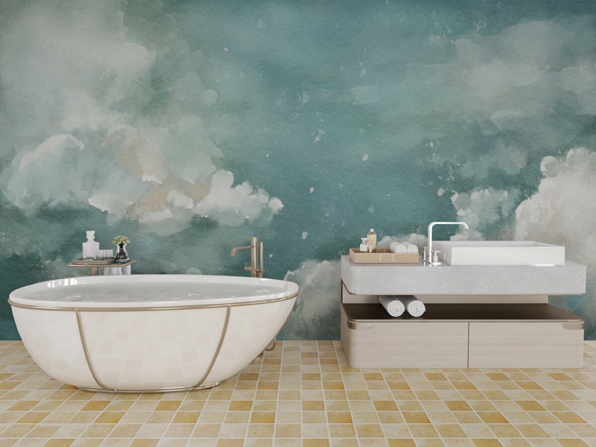 Papier peint des nuages sur la surface calme de l'eau