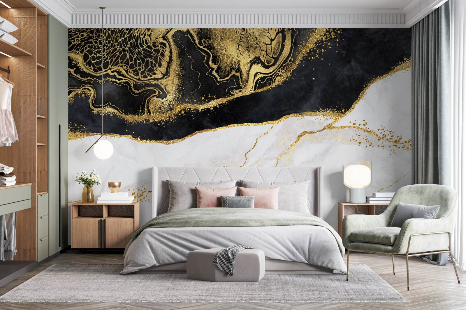 Papier peint les vagues noires entourent le littoral sablonneux