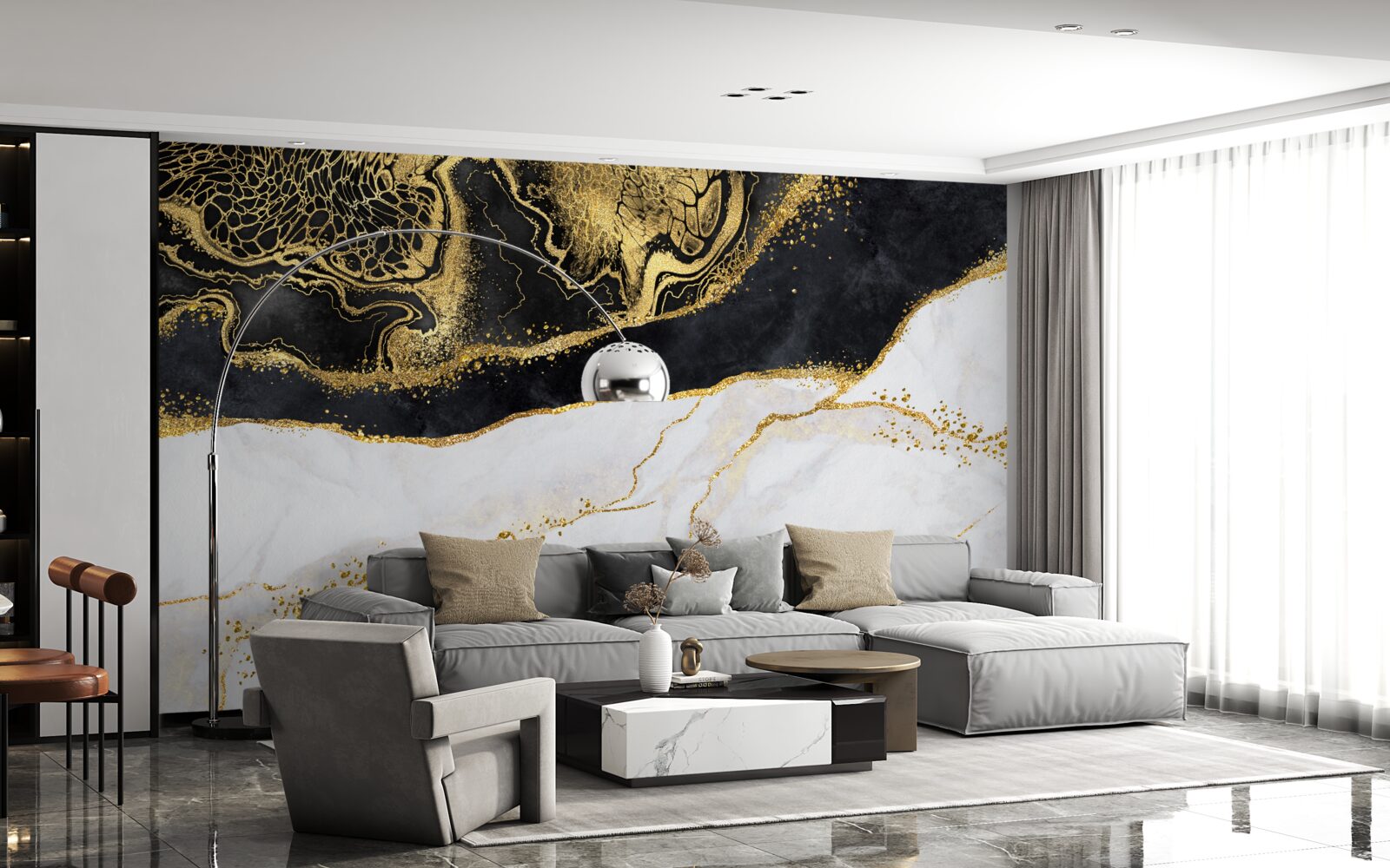 Papier peint les vagues noires entourent le littoral sablonneux