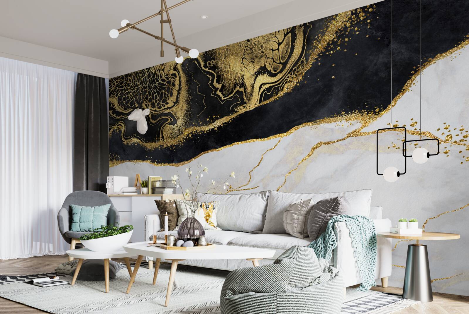 Papier peint les vagues noires entourent le littoral sablonneux