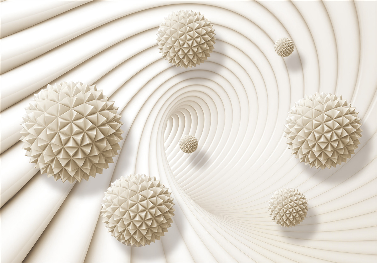 Papier peint boules brillantes en forme de rayons dans le tourbillon