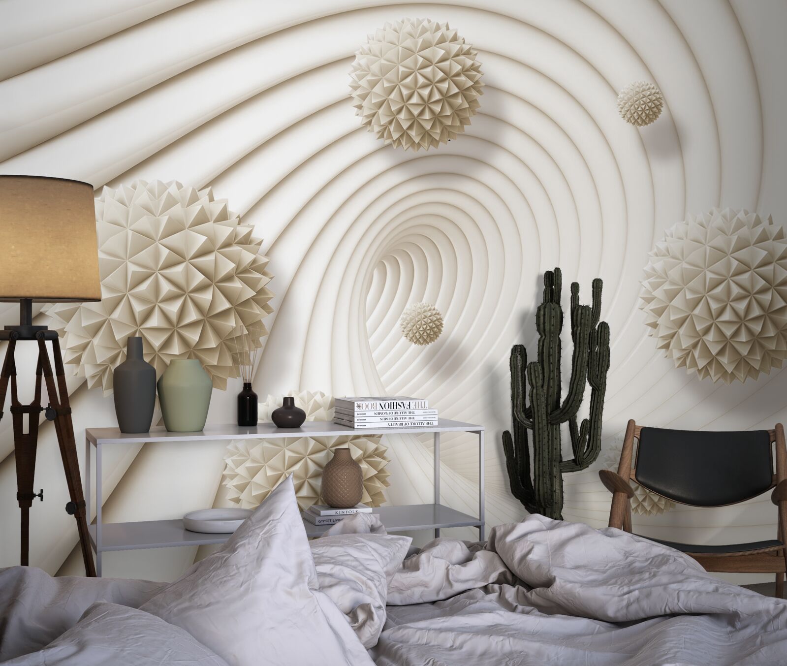 Papier peint boules brillantes en forme de rayons dans le tourbillon