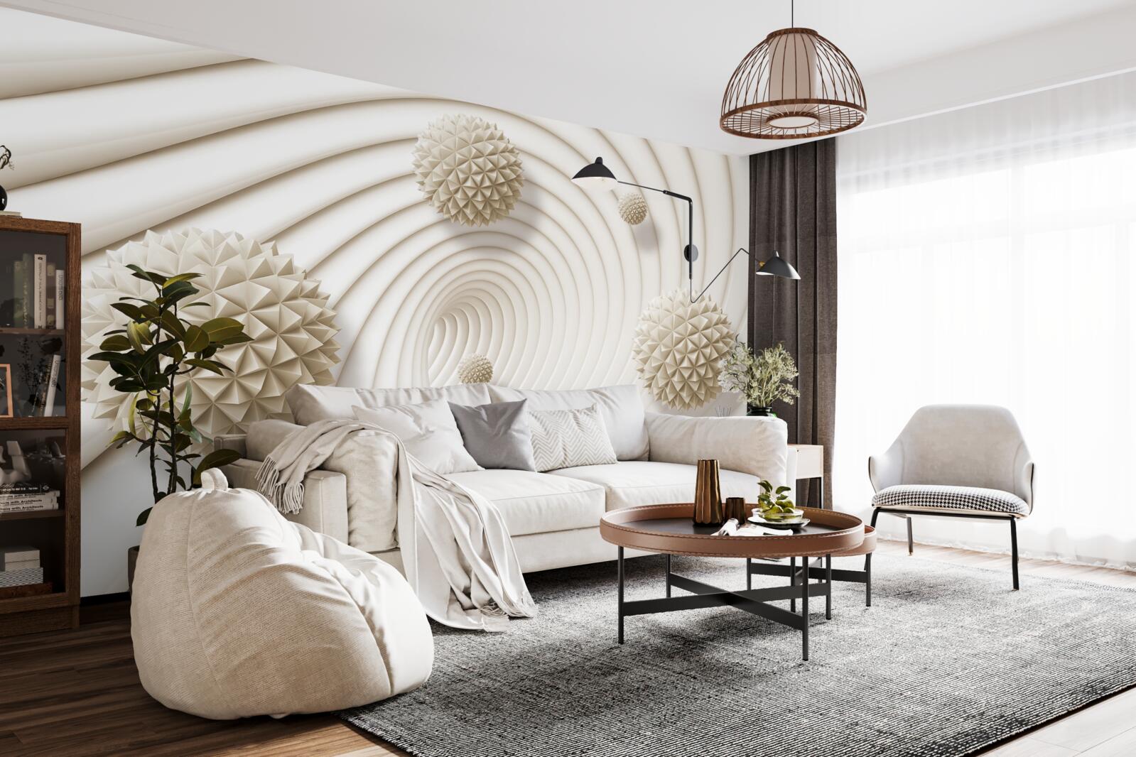 Papier peint boules brillantes en forme de rayons dans le tourbillon