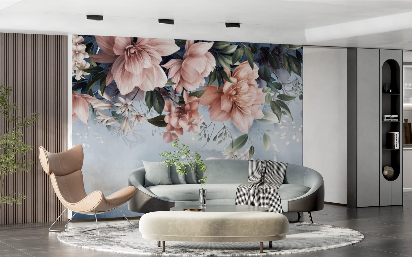 Papier peint les branches des fleurs tombent à la surface de l'eau