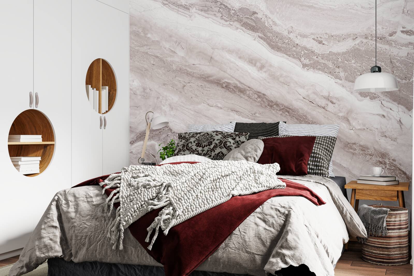 Papier peint marbre brun clair