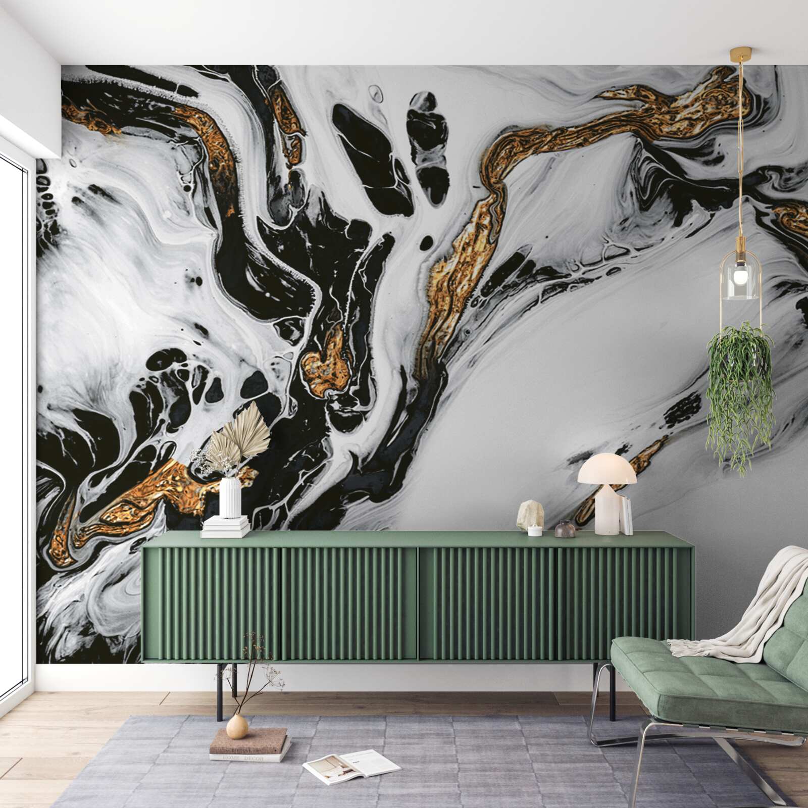 Papier peint pentes enneigées, pierres à la lumière dorée