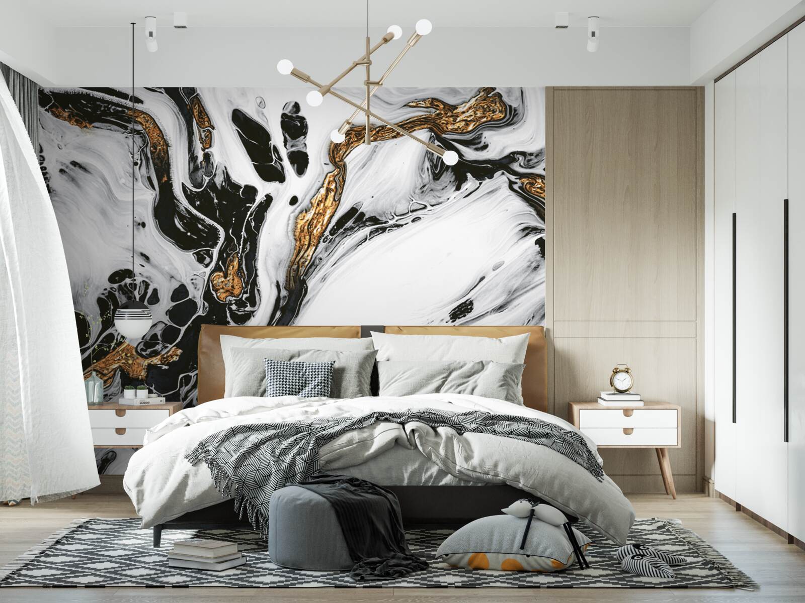 Papier peint pentes enneigées, pierres à la lumière dorée