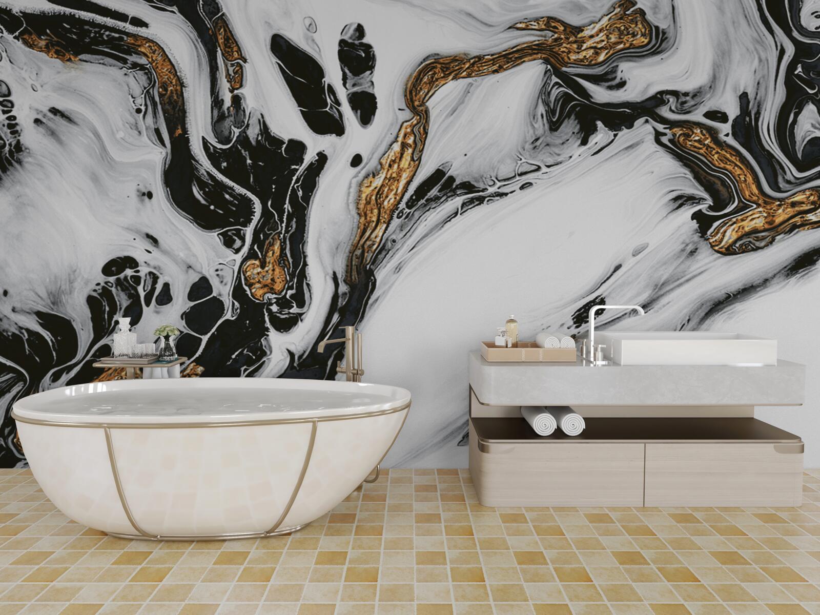 Papier peint pentes enneigées, pierres à la lumière dorée