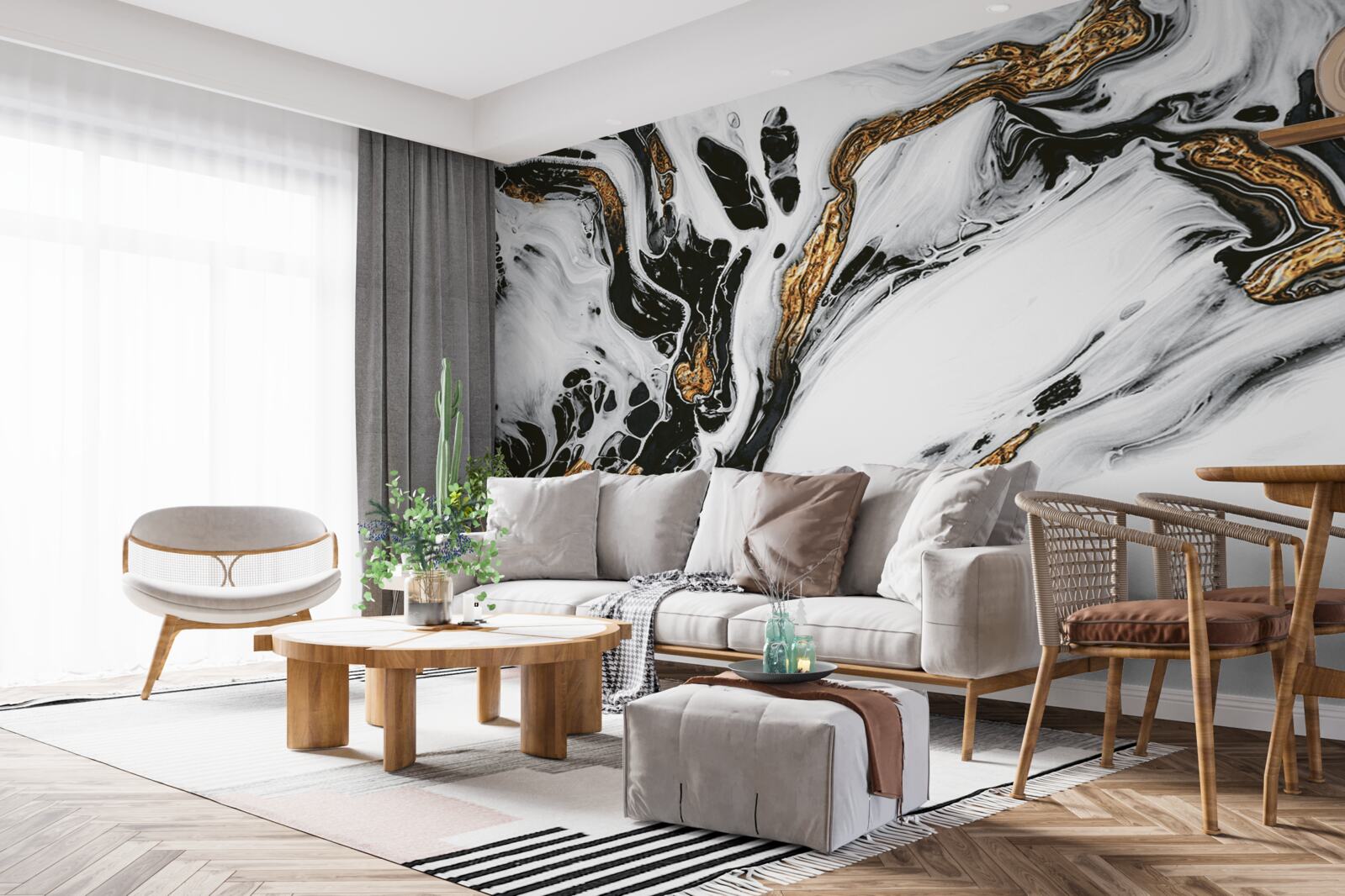 Papier peint pentes enneigées, pierres à la lumière dorée