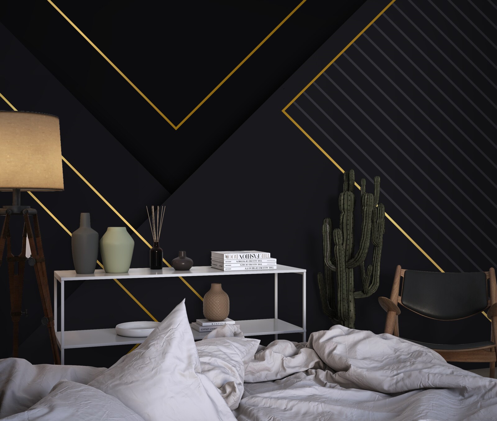 Papier peint rectangles dorés avec noyau noir