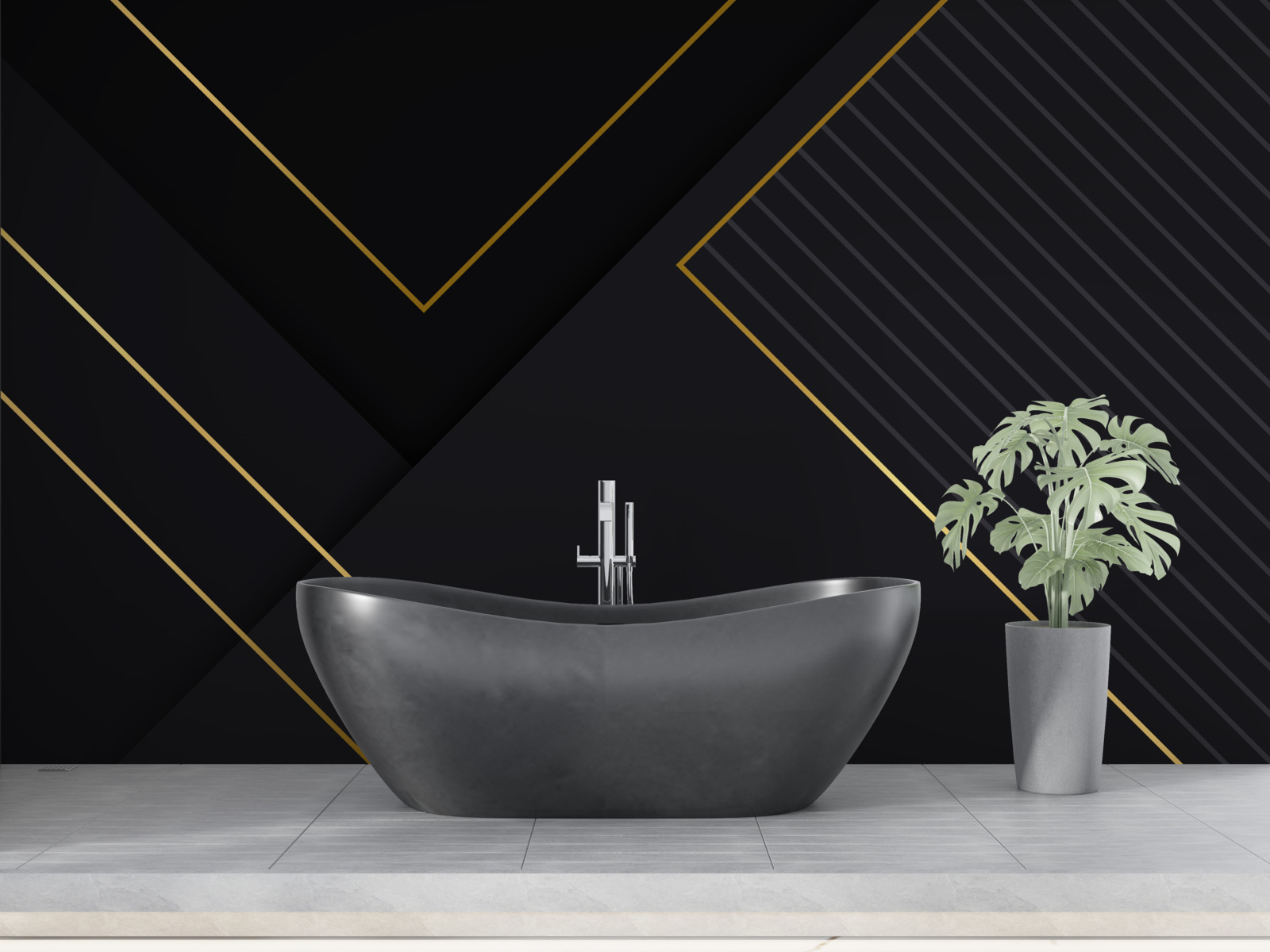 Papier peint rectangles dorés avec noyau noir