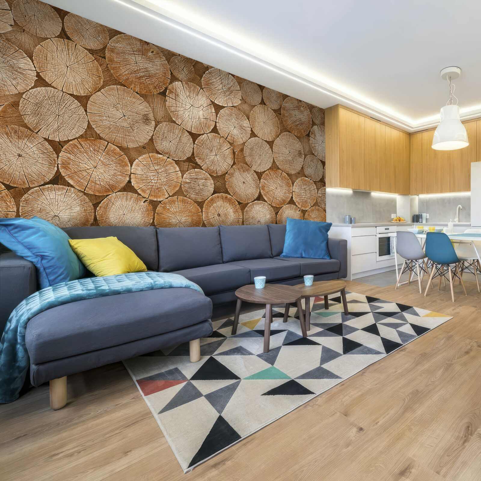 Papier peint pile de bois de chauffage récolté