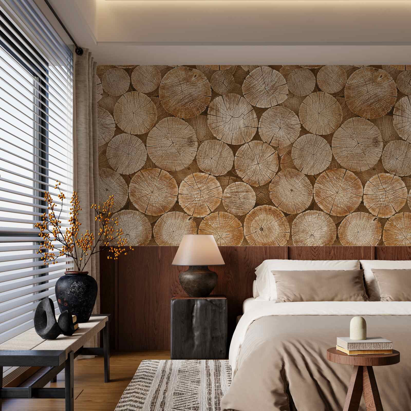 Papier peint pile de bois de chauffage récolté