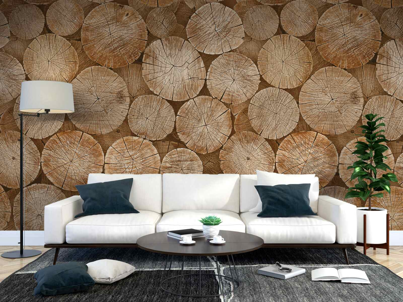 Papier peint pile de bois de chauffage récolté