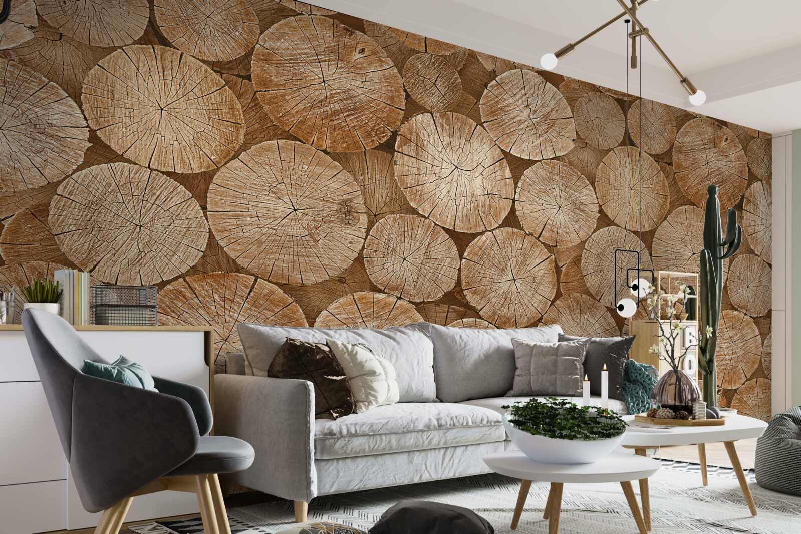 Papier peint pile de bois de chauffage récolté