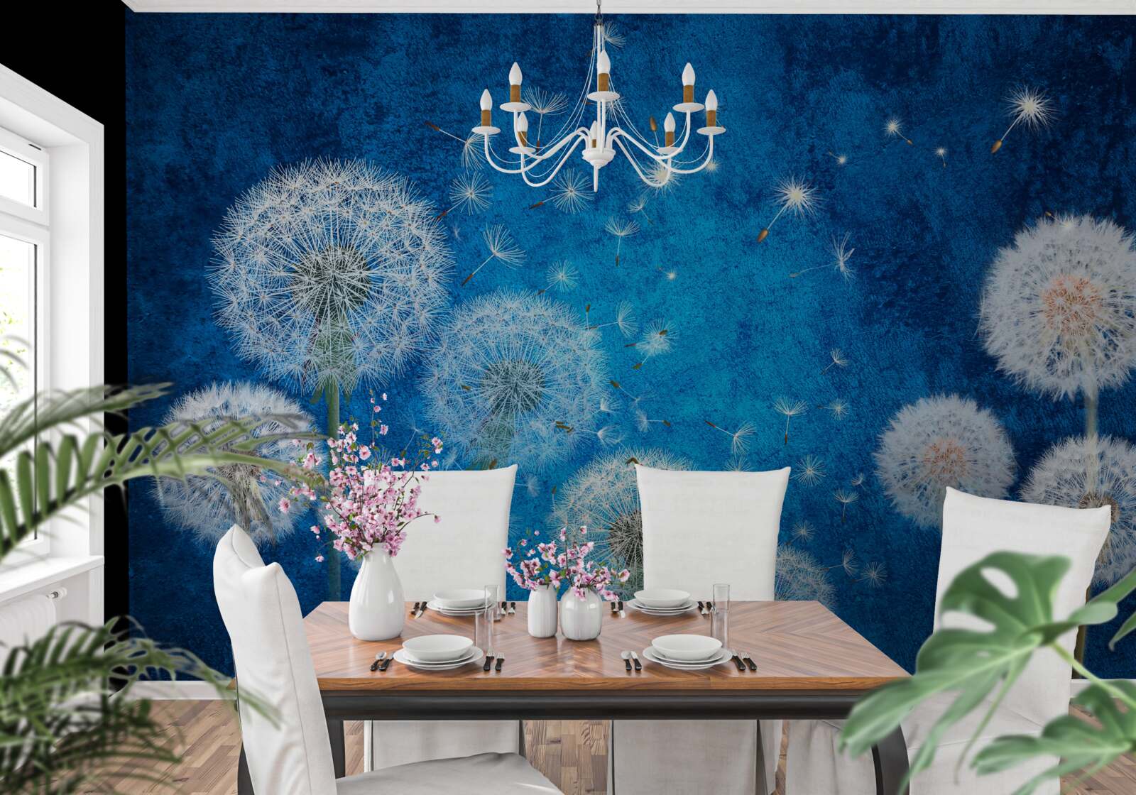 Papier peint le ciel étoilé est parsemé de pissenlits