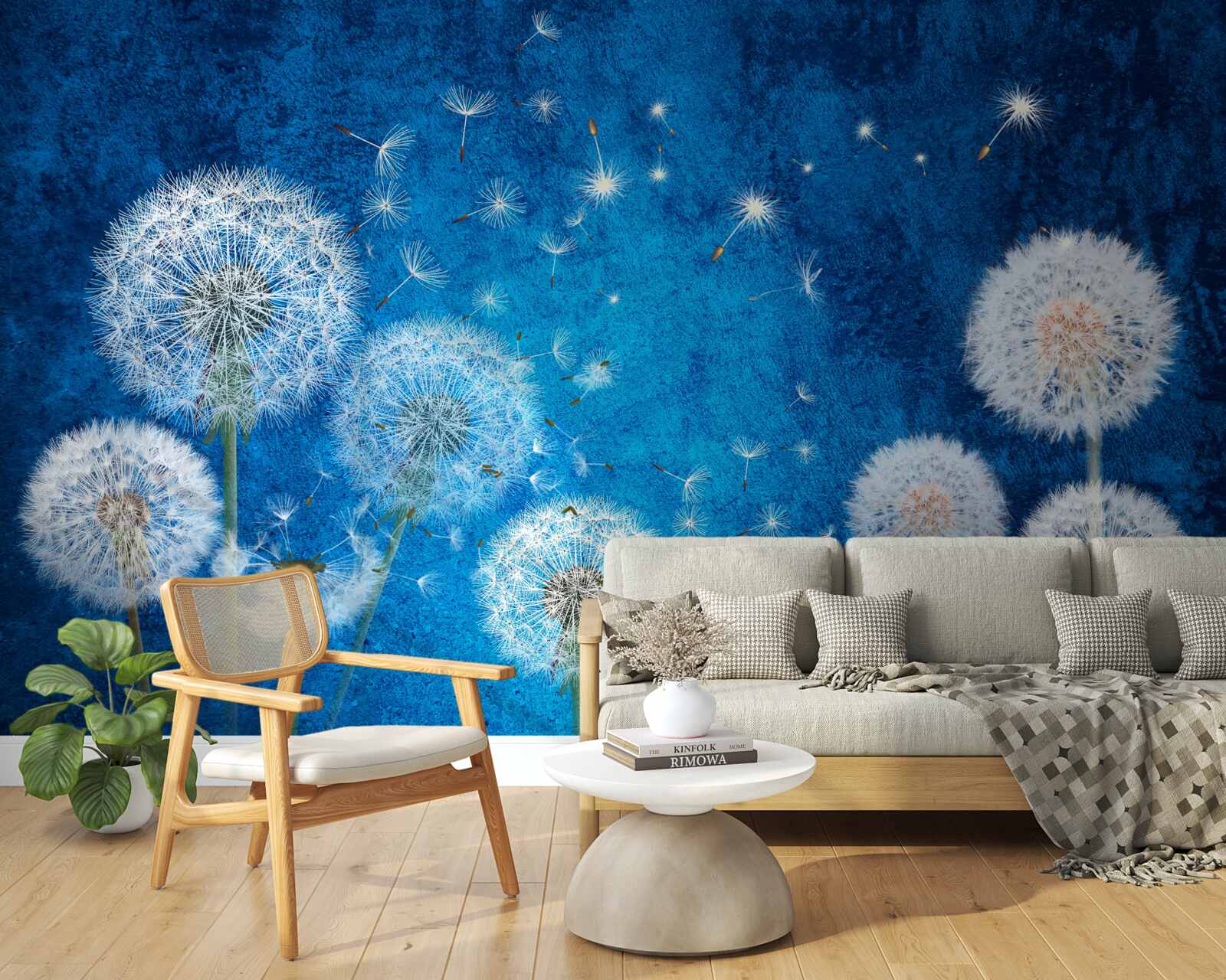 Papier peint le ciel étoilé est parsemé de pissenlits