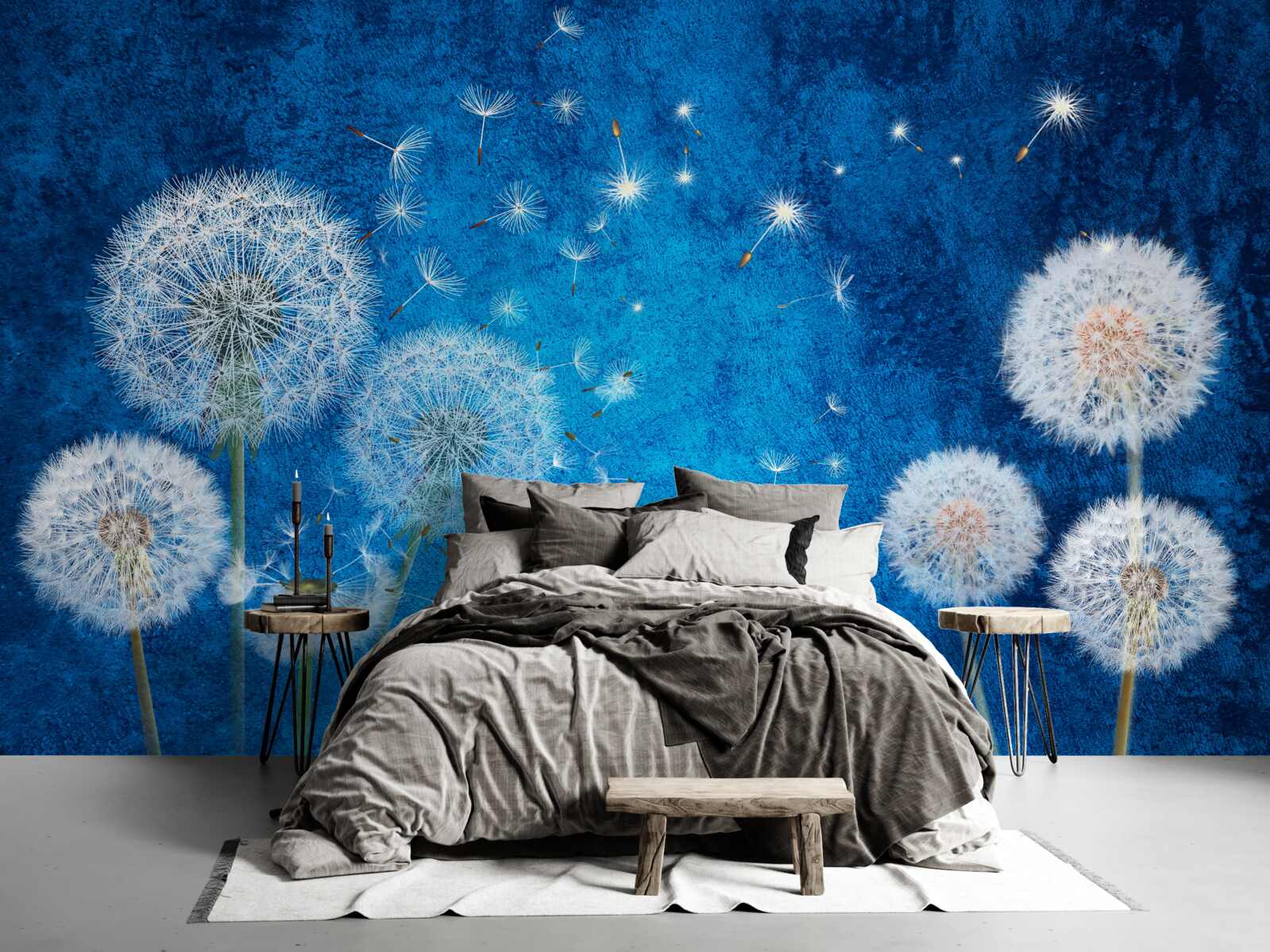 Papier peint le ciel étoilé est parsemé de pissenlits