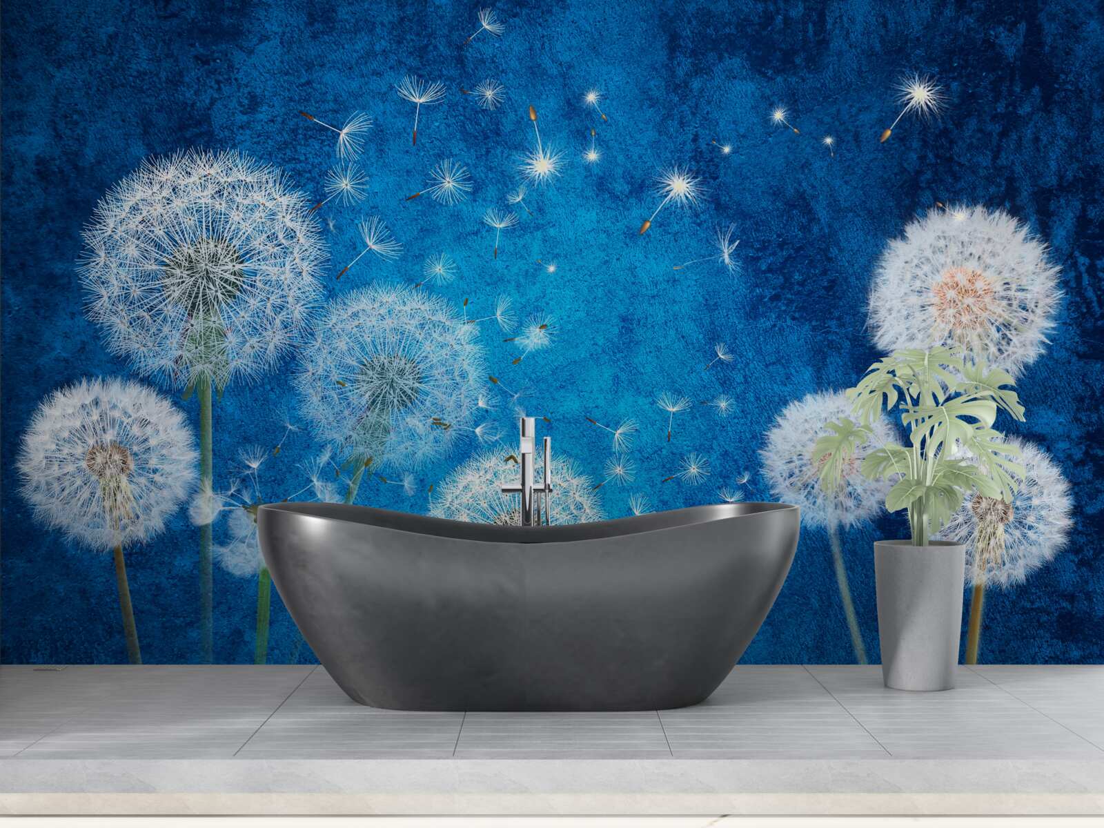 Papier peint le ciel étoilé est parsemé de pissenlits