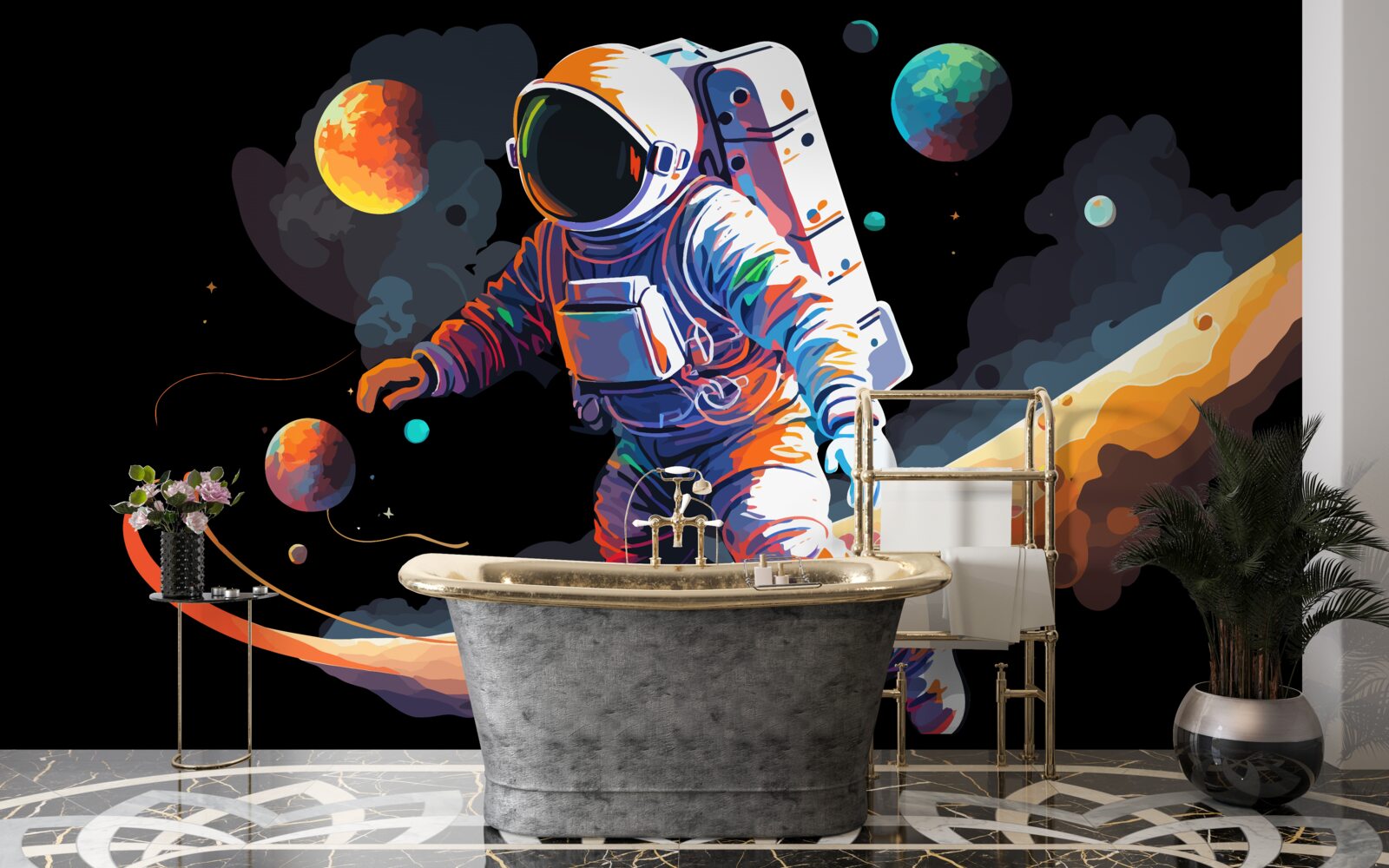 Papier peint astronaute dans l'univers