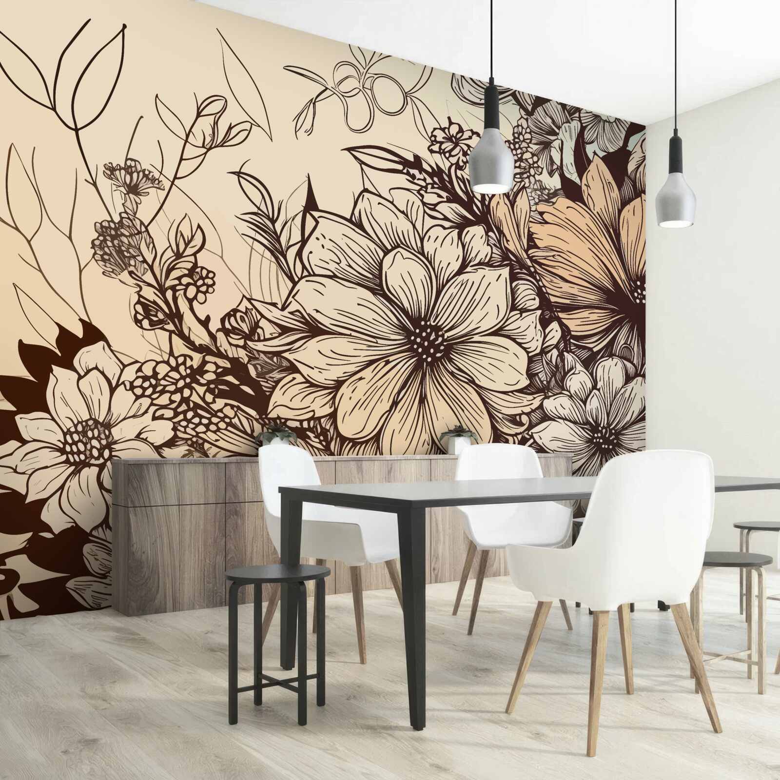 Papier peint des fleurs tropicales pleines de couleurs